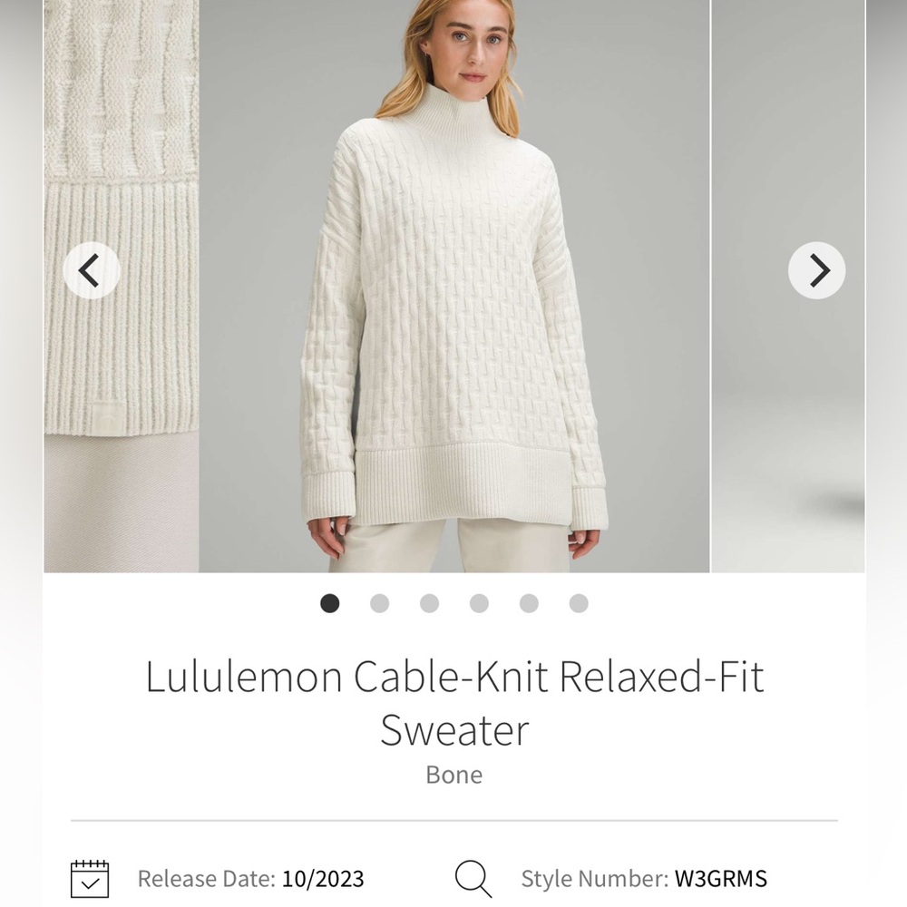 LULULEMON cable knit sweater 10/12 like new